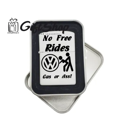 No free rides volkswagen, bricheta metalica gravata laser cu mesaj